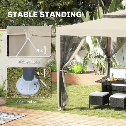 3 x 3 m Gazebo, Netting Party Tent, Patio Canopy Outdoor Event Shelter with Doub