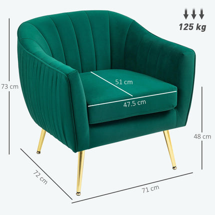 Elegant Velvet Tub Armchair with Gold Legs for Stylish Comfort - Green