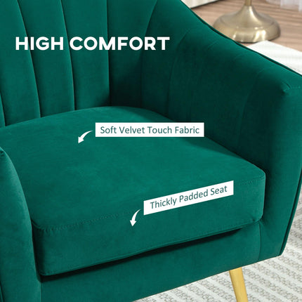 Elegant Velvet Tub Armchair with Gold Legs for Stylish Comfort - Green