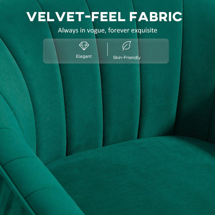Elegant Velvet Tub Armchair with Gold Legs for Stylish Comfort - Green