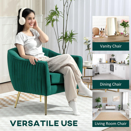Elegant Velvet Tub Armchair with Gold Legs for Stylish Comfort - Green