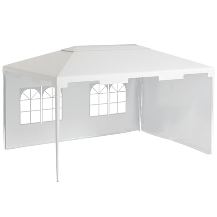 3 x 4 m Garden Gazebo Marquee Tent with 2 Sidewalls for Patio Outdoor - White