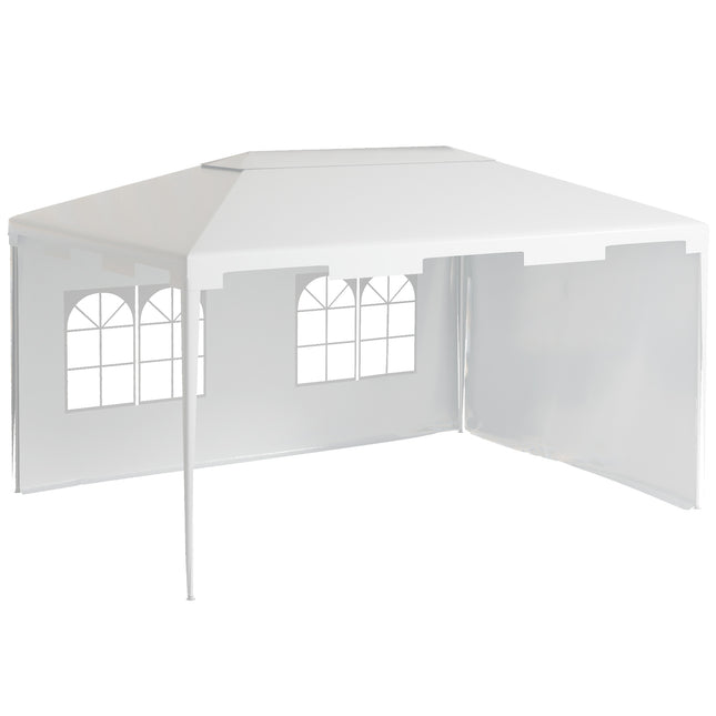 3 x 4 m Garden Gazebo Marquee Tent with 2 Sidewalls for Patio Outdoor - White