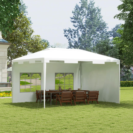 3 x 4 m Garden Gazebo Marquee Tent with 2 Sidewalls for Patio Outdoor - White