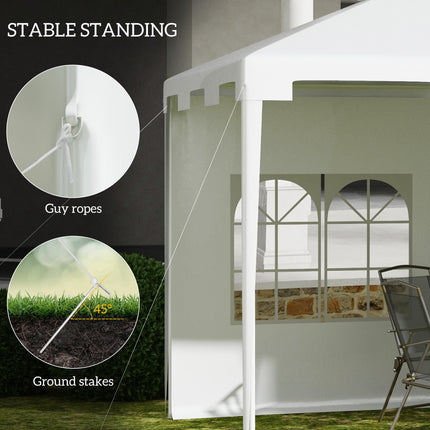 3 x 4 m Garden Gazebo Marquee Tent with 2 Sidewalls for Patio Outdoor - White