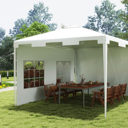 3 x 4 m Garden Gazebo Marquee Tent with 2 Sidewalls for Patio Outdoor - White