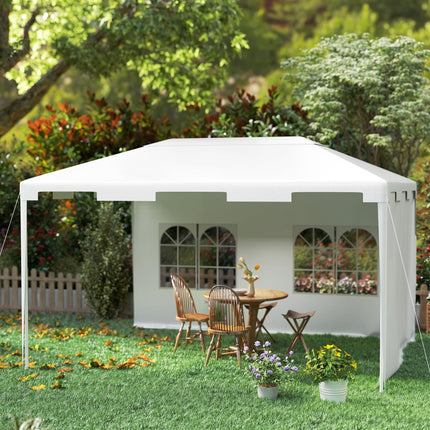 3 x 4 m Garden Gazebo Marquee Tent with 2 Sidewalls for Patio Outdoor - White