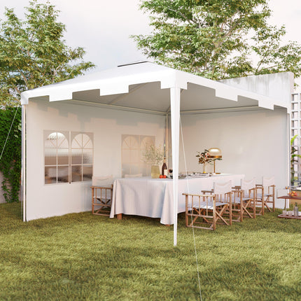 3 x 4 m Garden Gazebo Marquee Tent with 2 Sidewalls for Patio Outdoor - White