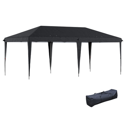 Height Adjustable 6x3m Pop Up Gazebo Canopy Tent with Reflective Fabric - Black