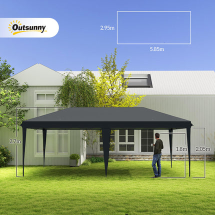 Height Adjustable 6x3m Pop Up Gazebo Canopy Tent with Reflective Fabric - Black