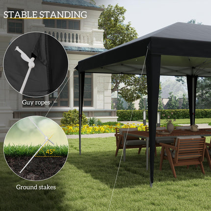 Height Adjustable 6x3m Pop Up Gazebo Canopy Tent with Reflective Fabric - Black