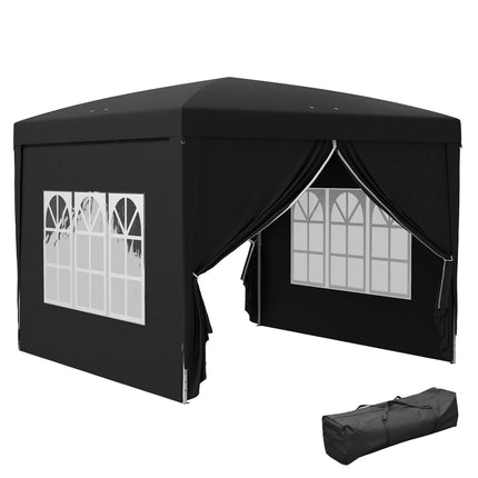 3x3 Meter Pop Up Water Resistant Gazebo Canopy with Carry Bag - Black