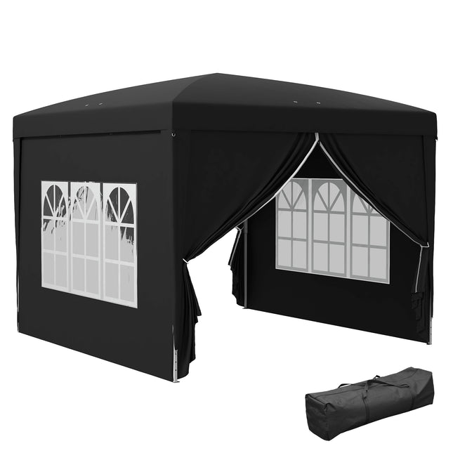 3x3 Meter Pop Up Water Resistant Gazebo Canopy with Carry Bag - Black