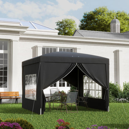 3x3 Meter Pop Up Water Resistant Gazebo Canopy with Carry Bag - Black