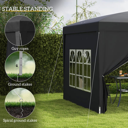 3x3 Meter Pop Up Water Resistant Gazebo Canopy with Carry Bag - Black