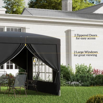 3x3 Meter Pop Up Water Resistant Gazebo Canopy with Carry Bag - Black