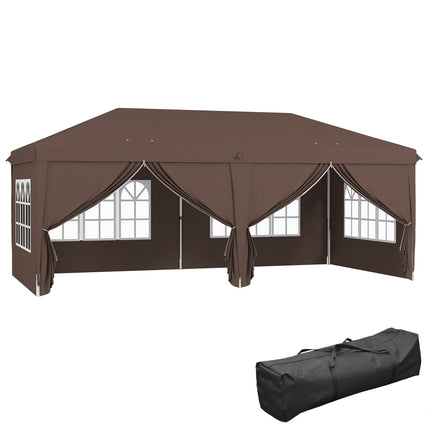 3 x 6 Metre Pop Up Gazebo with Removable Sides - Brown