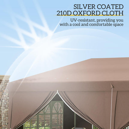 3 x 6 Metre Pop Up Gazebo with Removable Sides - Brown