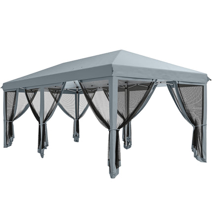 6x3m Outdoor Pop Up Canopy Tent with Mesh Walls and Carry Bag - Grey