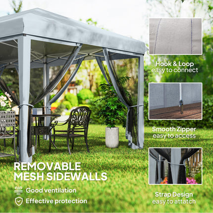 6x3m Outdoor Pop Up Canopy Tent with Mesh Walls and Carry Bag - Grey