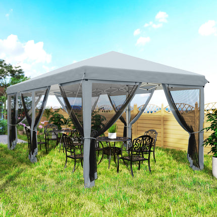 6x3m Outdoor Pop Up Canopy Tent with Mesh Walls and Carry Bag - Grey
