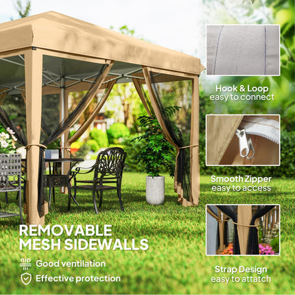 6 x 3 Metre Pop Up Gazebo with Mesh Walls and Carry Bag - Beige