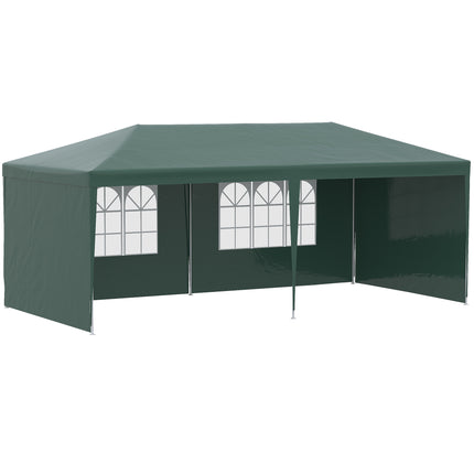 6x3 Metre Outdoor Party Tent Gazebo with Windows and Side Panels - Green