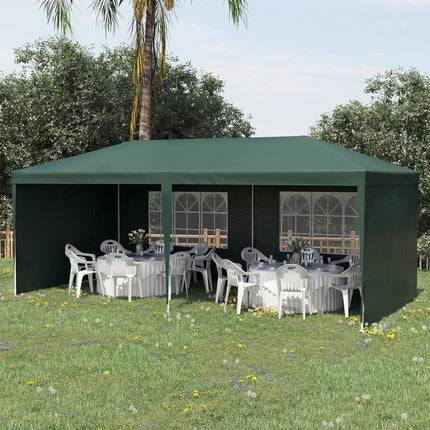 6x3 Metre Outdoor Party Tent Gazebo with Windows and Side Panels - Green