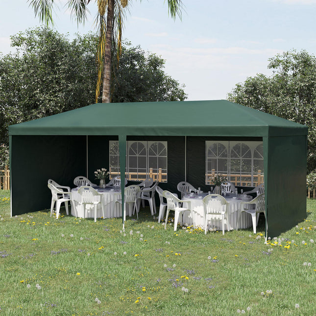 6x3 Metre Outdoor Party Tent Gazebo with Windows and Side Panels - Green