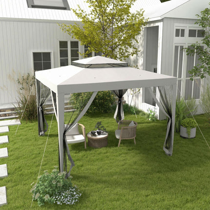 3 x 3 m Gazebo, Netting Party Tent, Patio Canopy Outdoor Event Shelter with Doub