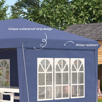 3 x 6m Pop Up Gazebo with Adjustable Height & Removable Sidewalls - Blue