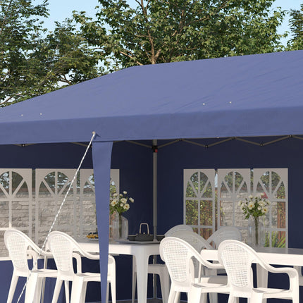 3 x 6m Pop Up Gazebo with Adjustable Height & Removable Sidewalls - Blue