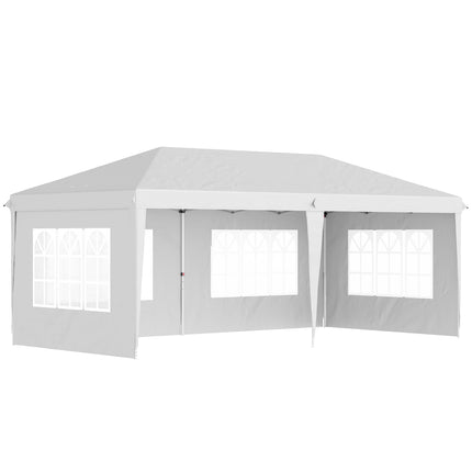 3 x 6m Pop Up Gazebo with Adjustable Height & Removable Walls - White