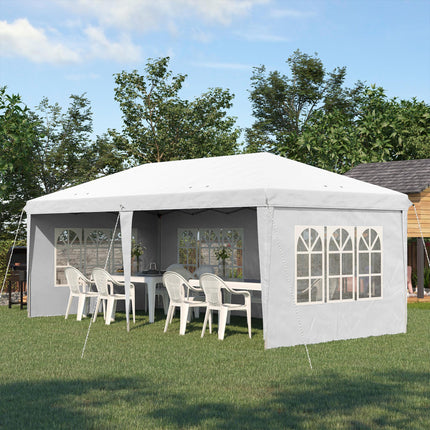 3 x 6m Pop Up Gazebo with Adjustable Height & Removable Walls - White