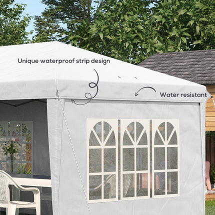 3 x 6m Pop Up Gazebo with Adjustable Height & Removable Walls - White
