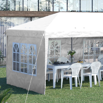 3 x 6m Pop Up Gazebo with Adjustable Height & Removable Walls - White