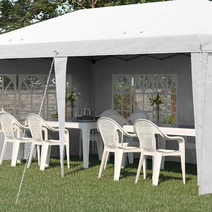 3 x 6m Pop Up Gazebo with Adjustable Height & Removable Walls - White