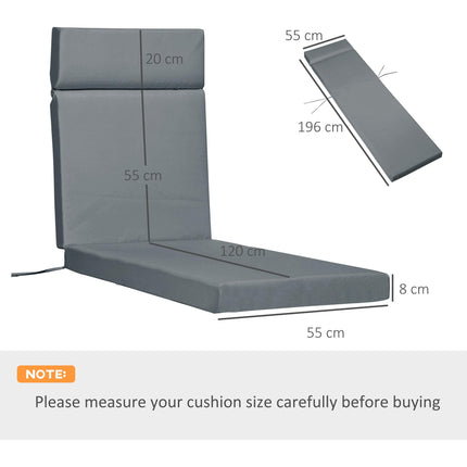 Set of 2 Replacement Sun Lounger Cushions for Rattan Furniture 196 x 55 cm - Dark Grey
