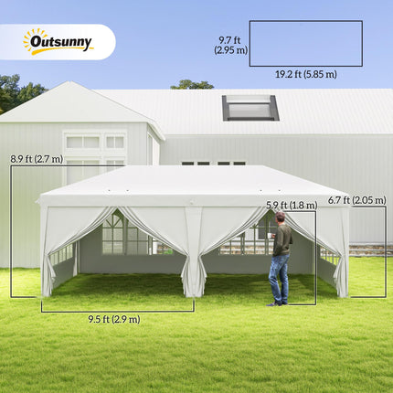 3 x 6 Metre Pop Up Gazebo Set with Sides and Windows - White