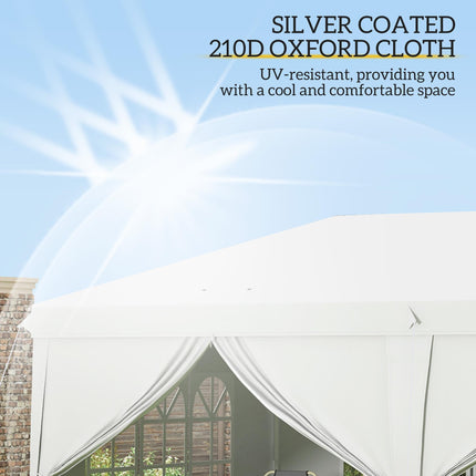 3 x 6 Metre Pop Up Gazebo Set with Sides and Windows - White