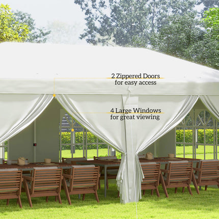 3 x 6 Metre Pop Up Gazebo Set with Sides and Windows - White