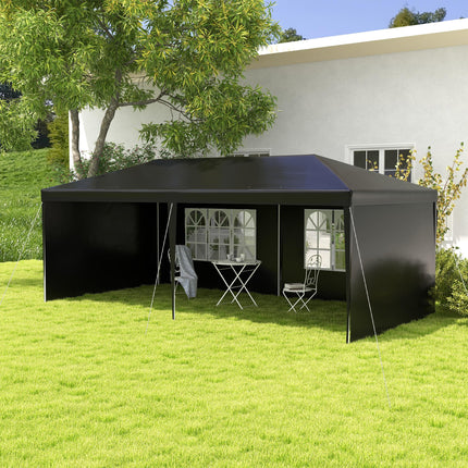 6 x 3 Metre Outdoor Party Tent Gazebo with Windows and Side Panels - Black