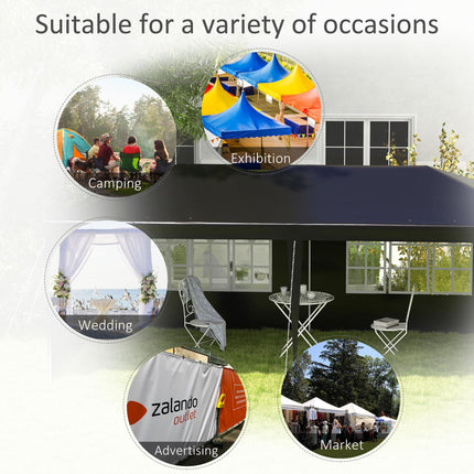 6 x 3 Metre Outdoor Party Tent Gazebo with Windows and Side Panels - Black
