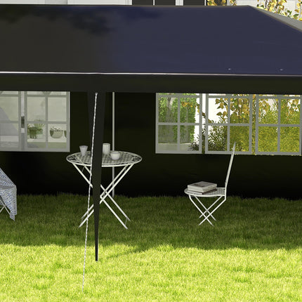 6 x 3 Metre Outdoor Party Tent Gazebo with Windows and Side Panels - Black