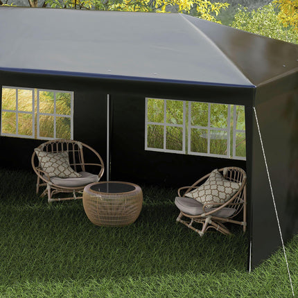 6 x 3 Metre Outdoor Party Tent Gazebo with Windows and Side Panels - Black