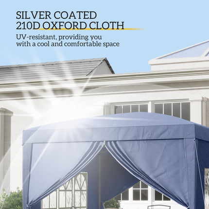3 x 3 Metres Pop Up Water Resistant Gazebo Tent Canopy - Blue