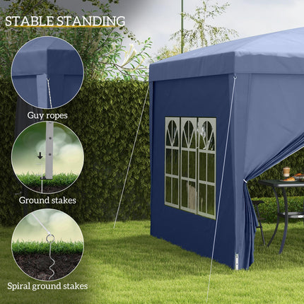 3 x 3 Metres Pop Up Water Resistant Gazebo Tent Canopy - Blue