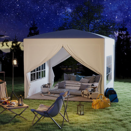 3x3m Pop Up Gazebo Tent with Removable Walls and Carry Bag - White