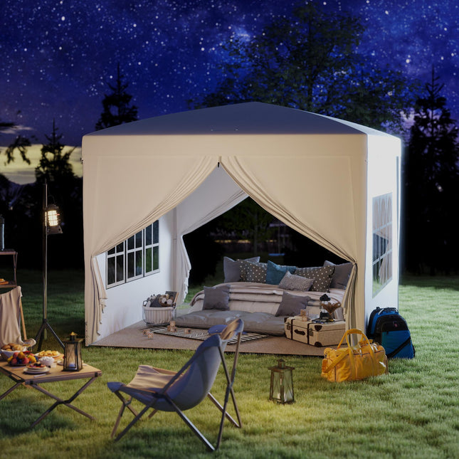 3x3m Pop Up Gazebo Tent with Removable Walls and Carry Bag - White