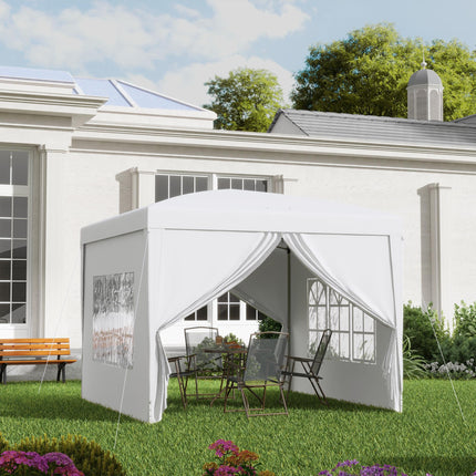 3x3m Pop Up Gazebo Tent with Removable Walls and Carry Bag - White